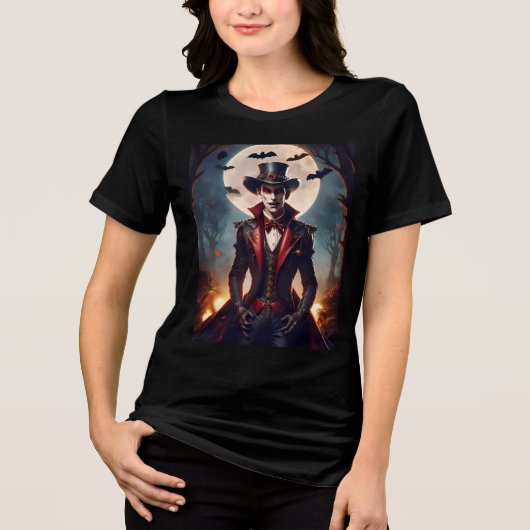 Halloween Steampunk Gotische Zombie Vampier Tri-Blend Shirt (Voorkant)