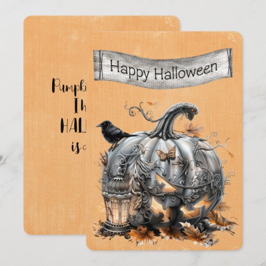 Halloween  Steampunk Grijze Pompoen (Voorkant / Achterkant)