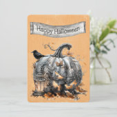 Halloween Steampunk Grijze Pompoen (Staand voorkant)