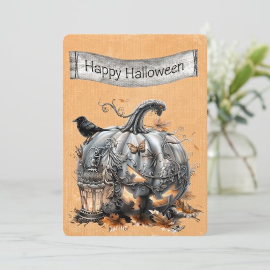 Halloween  Steampunk Grijze Pompoen (Staand voorkant)