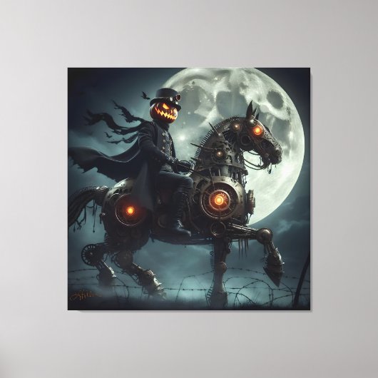 Halloween Steampunk Headless Horseman Canvas Afdruk (Voorkant)