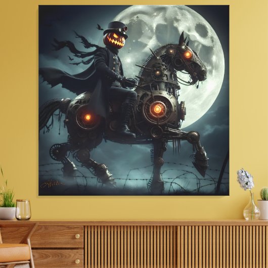 Halloween Steampunk Headless Horseman Canvas Afdruk (Insitu (Woonkamer))