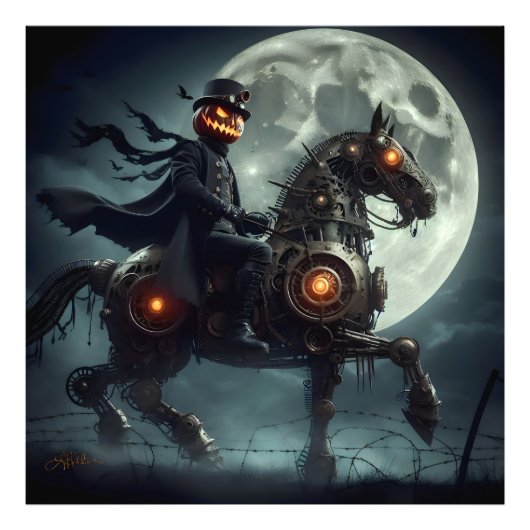 Halloween Steampunk Headless Horseman Foto Afdruk (Voorkant)