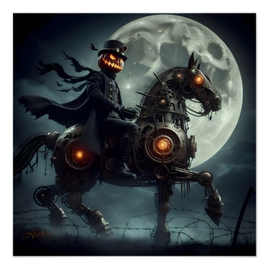 Halloween Steampunk Headless Horseman Perfect Poster (Voorkant)