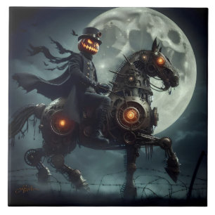 Halloween Steampunk Headless Horseman Tegeltje