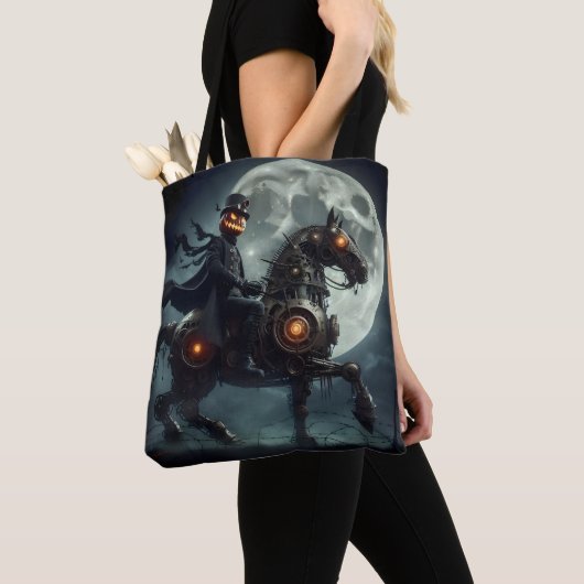 Halloween Steampunk Headless Horseman Tote Bag (Dichtbij)