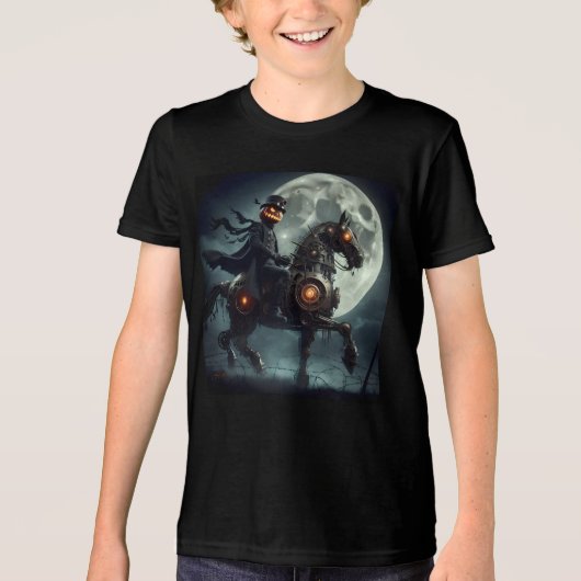 Halloween Steampunk Headless Horseman Tri-Blend Shirt (Voorkant)
