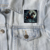 Halloween Steampunk Headless Horseman Vierkante Button 5,1 Cm (In situ)
