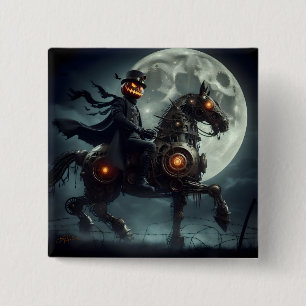 Halloween Steampunk Headless Horseman Vierkante Button 5,1 Cm