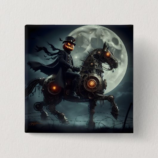 Halloween Steampunk Headless Horseman Vierkante Button 5,1 Cm (Voorkant)