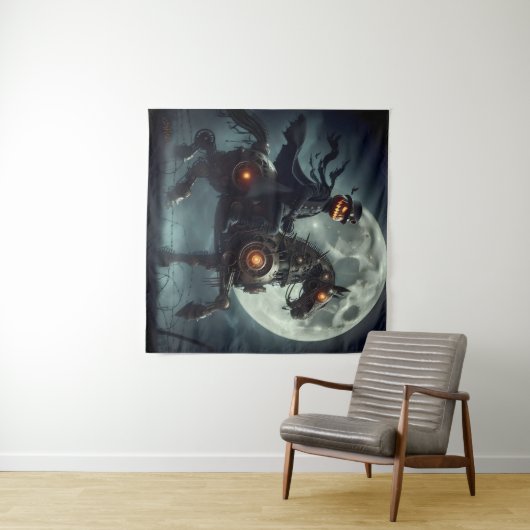 Halloween Steampunk Headless Horseman Wandkleed (In Situ (horizontaal))
