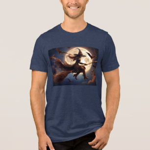 Halloween Steampunk Heks Maneschijn Vlucht Tri-Blend Shirt