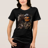 Halloween Steampunk Jack-O-Lantern Horseman Tri-Blend Shirt (Voorkant)
