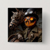 Halloween Steampunk Jack-O-Lantern Horseman Vierkante Button 5,1 Cm (Voorkant)