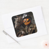 Halloween Steampunk Jack-O-Lantern Horseman Vierkante Sticker (Envelop)