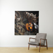 Halloween Steampunk Jack-O-Lantern Horseman Wandkleed (In Situ (horizontaal))