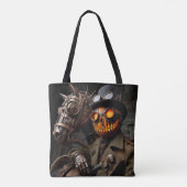 Halloween Steampunk Jack-O-Lantern Ruiter Tote Bag (Achterkant)