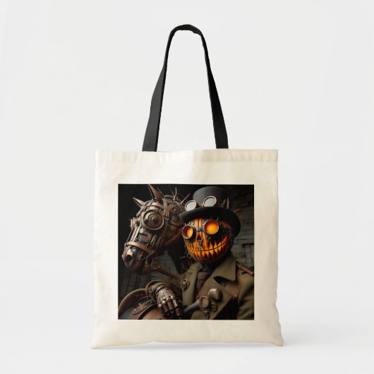 Halloween Steampunk Jack-O-Lantern Ruiter Tote Bag (Voorkant)