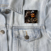 Halloween Steampunk Jack-O-Lantern Ruiter Vierkante Button 5,1 Cm (In situ)