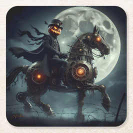 Halloween Steampunk Paard zonder Hoofd Kartonnen Onderzetters