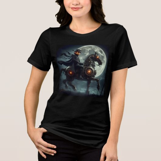 Halloween Steampunk Paard zonder Hoofd Tri-Blend Shirt (Voorkant)