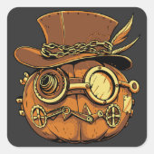 Halloween steampunk pumpkin vierkante sticker (Voorkant)