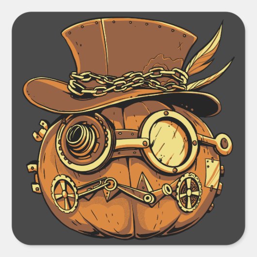 Halloween steampunk pumpkin vierkante sticker (Voorkant)