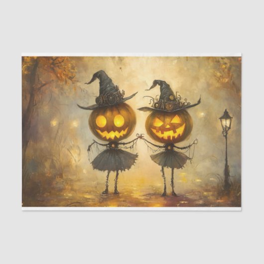 Halloween Steampunk Pumpkin Witches AA8 Decoupage Tissuepapier (Voorkant)