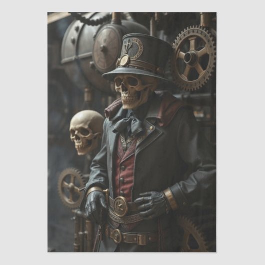 Halloween Steampunk Skelet Tissuepapier (Voorkant)