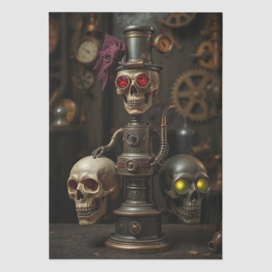 Halloween Steampunk Skelet Tissuepapier (Voorkant)
