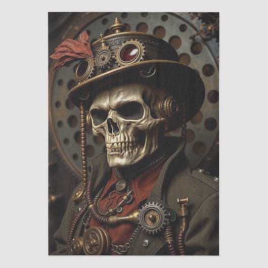 Halloween Steampunk Skelet Tissuepapier (Voorkant)