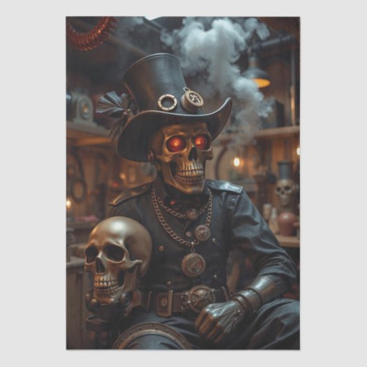 Halloween Steampunk Skelet Tissuepapier (Voorkant)