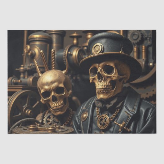 Halloween Steampunk Skelet Tissuepapier (Voorkant)