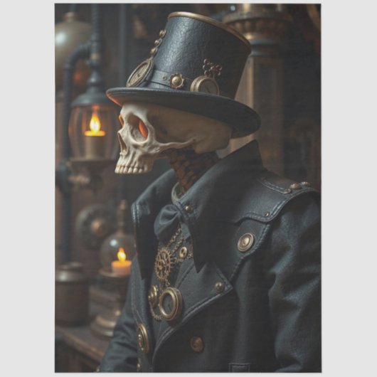 Halloween Steampunk Skelet Tissuepapier (Voorkant)