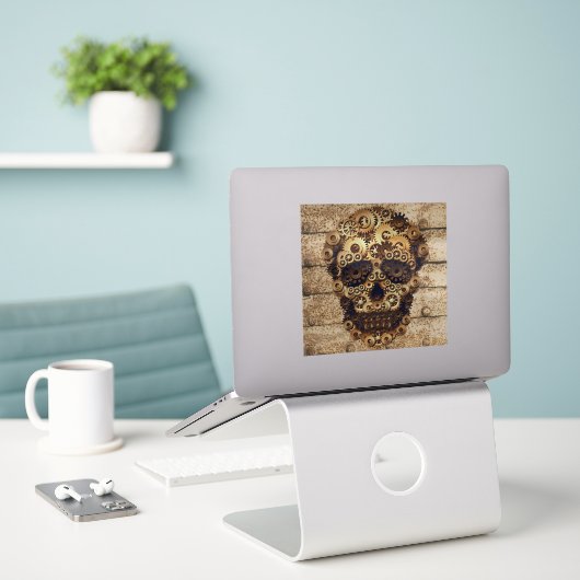 Halloween Steampunk Skeleton Vinyl Sticker (Laptop op bureau)