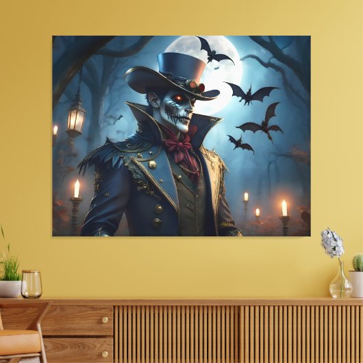 Halloween Steampunk Southern Gentleman Zombie Canvas Afdruk (Insitu (Woonkamer))