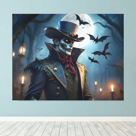 Halloween Steampunk Southern Gentleman Zombie Canvas Afdruk (Insitu (Houten vloer))