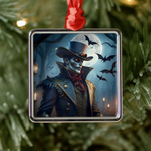 Halloween Steampunk Southern Gentleman Zombie Metalen Ornament (Boom)