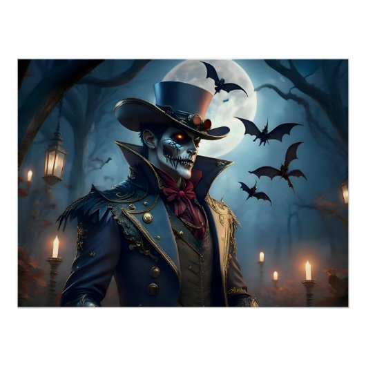 Halloween Steampunk Southern Gentleman Zombie Perfect Poster (Voorkant)