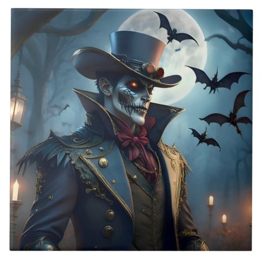 Halloween Steampunk Southern Gentleman Zombie Tegeltje (Voorkant)
