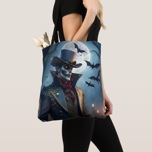Halloween Steampunk Southern Gentleman Zombie Tote Bag (Dichtbij)