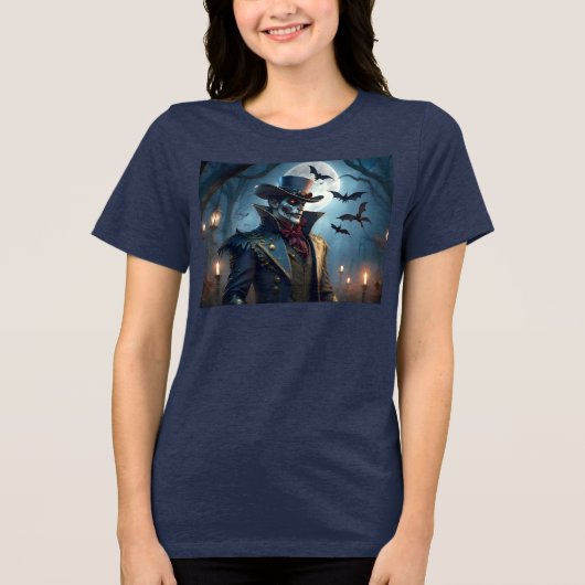 Halloween Steampunk Southern Gentleman Zombie Tri-Blend Shirt (Voorkant)