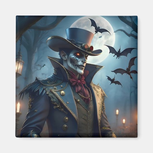 Halloween Steampunk Southern Gothic Zombie Magneet (Voorkant)