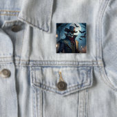 Halloween Steampunk Southern Gothic Zombie Vierkante Button 5,1 Cm (In situ)