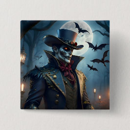 Halloween Steampunk Southern Gothic Zombie Vierkante Button 5,1 Cm