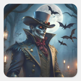Halloween Steampunk Southern Gothic Zombie Vierkante Sticker