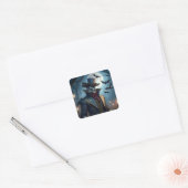 Halloween Steampunk Southern Gothic Zombie Vierkante Sticker (Envelop)
