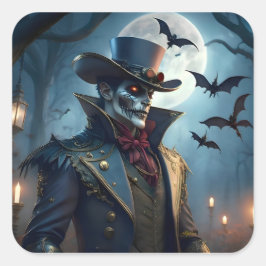 Halloween Steampunk Southern Gothic Zombie Vierkante Sticker