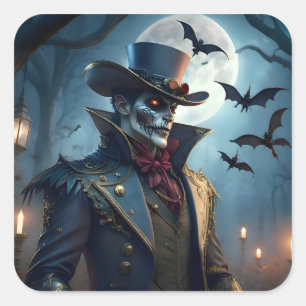 Halloween Steampunk Southern Gothic Zombie Vierkante Sticker