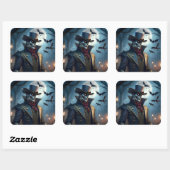 Halloween Steampunk Southern Gothic Zombie Vierkante Sticker (Vel)